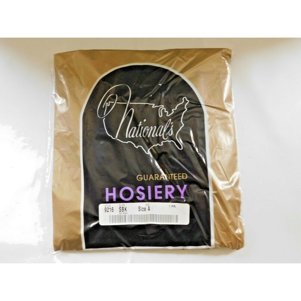 National's Guaranteed Hosiery Vintage 50s 60s Pantyhose Stocking Soft Black Sz A